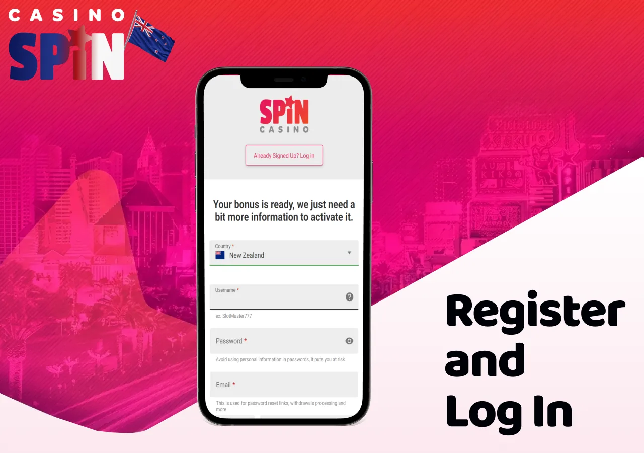 Spin Casino provides easy registration and fast login through the mobile app.